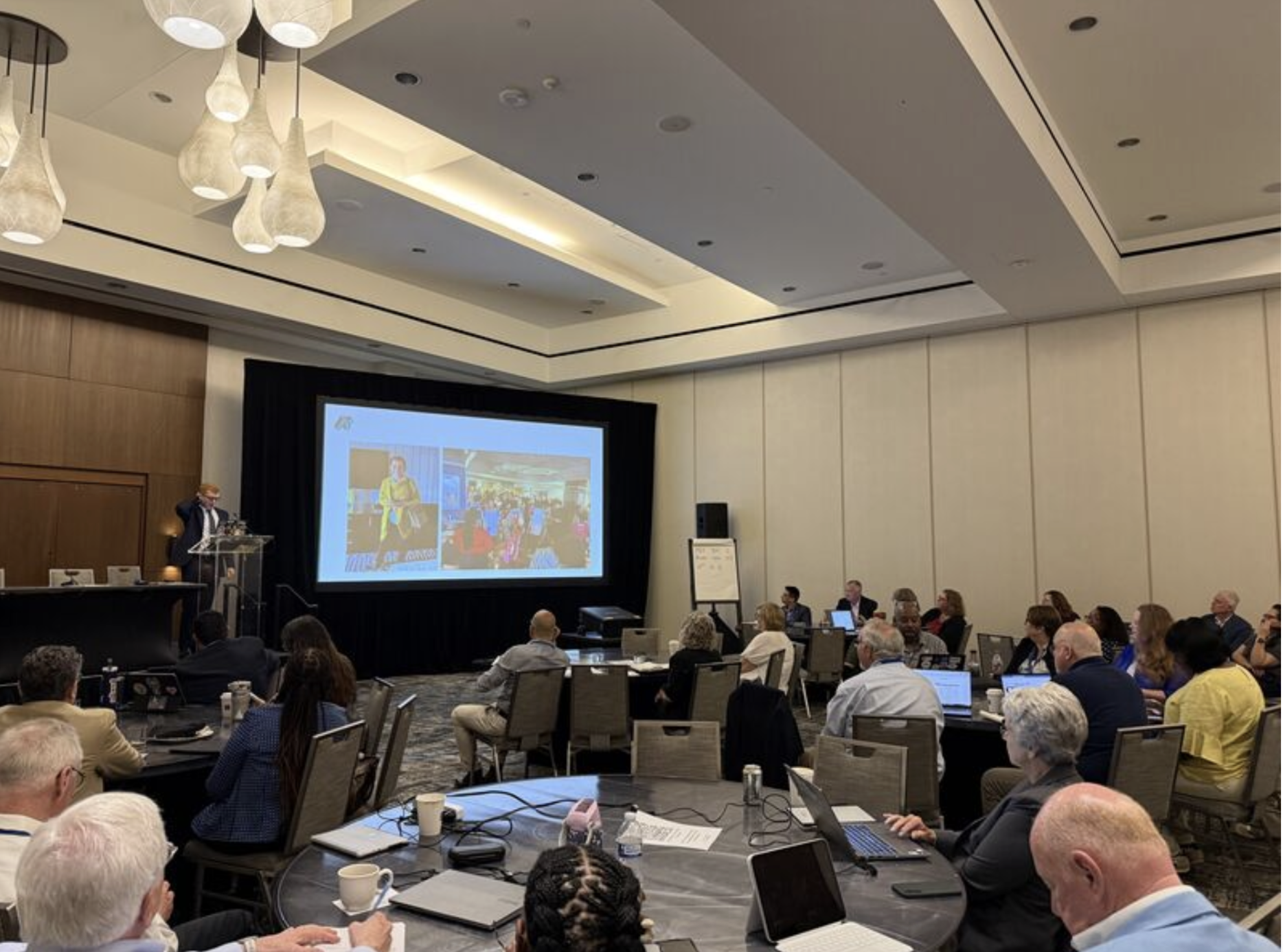 Alex Kotran delivering the keynote at the National Council of State Education Associations Spring Convening